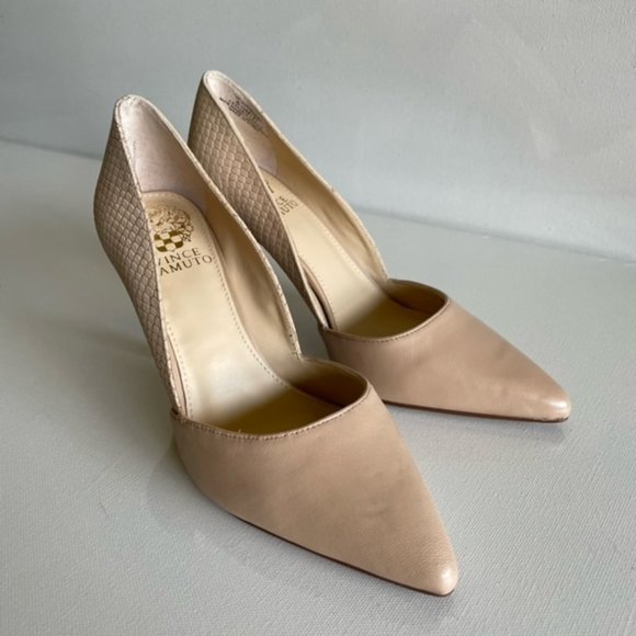 Vince Camuto Tan Closed Toe Snake Embossed Pumps, size 6.5, VP. AIRMOSAH - Picture 3 of 11